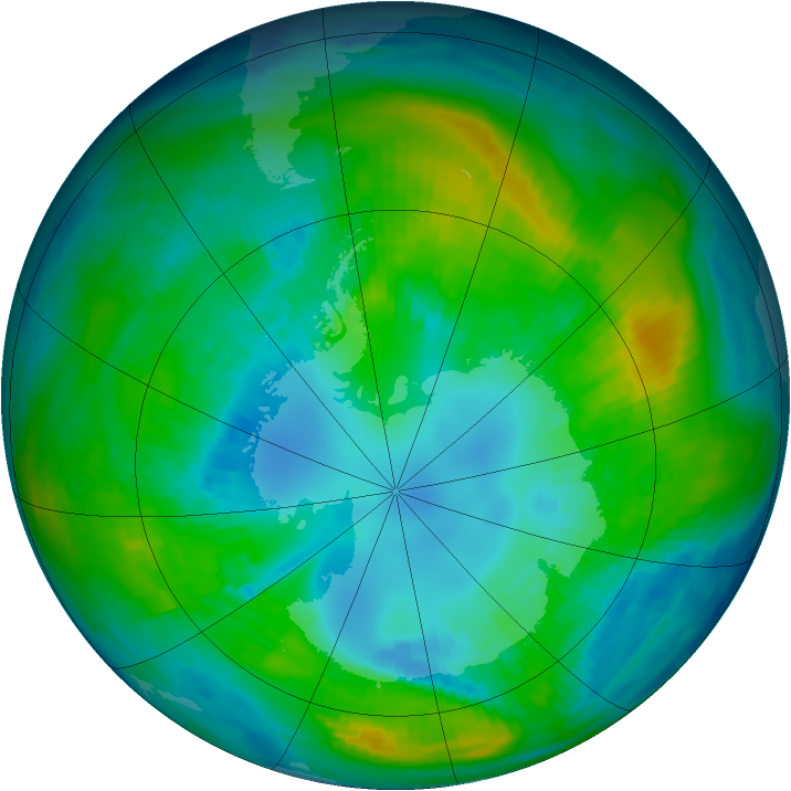 Antarctic ozone map for 19 April 1980